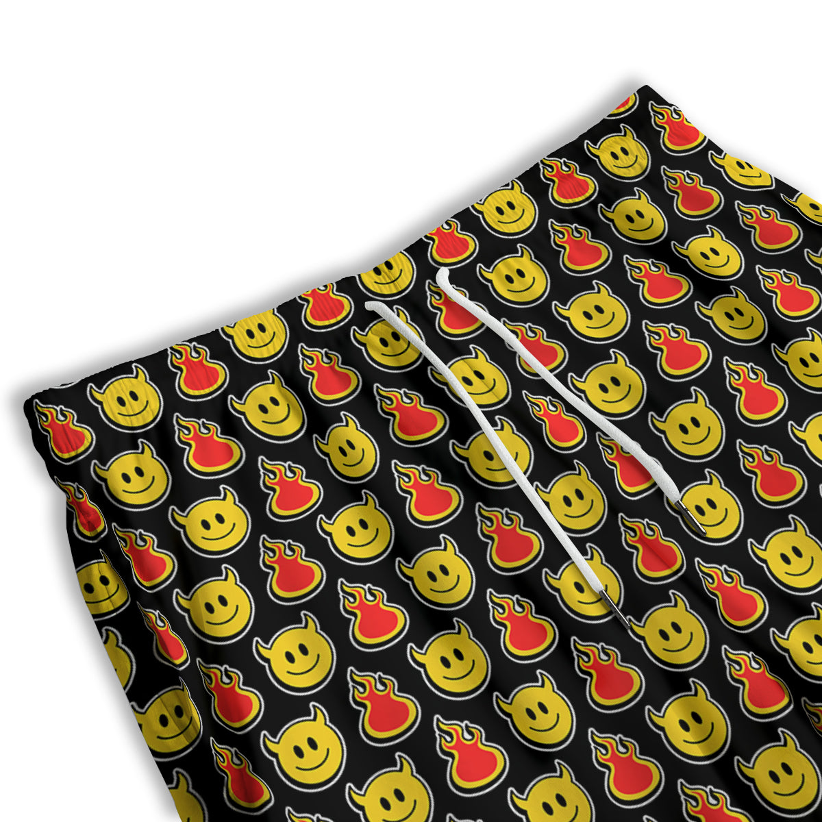 Emoji Fire And Devil Cute Print Pattern Men's Athletic Shorts