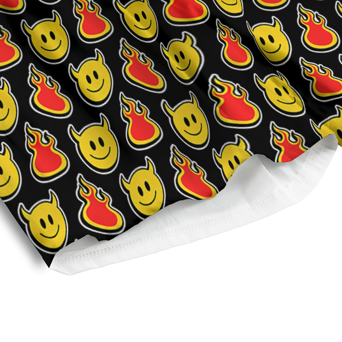 Emoji Fire And Devil Cute Print Pattern Men's Athletic Shorts