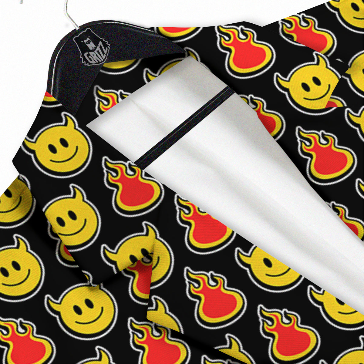 Emoji Fire And Devil Cute Print Pattern Men's Sport Coat-grizzshop