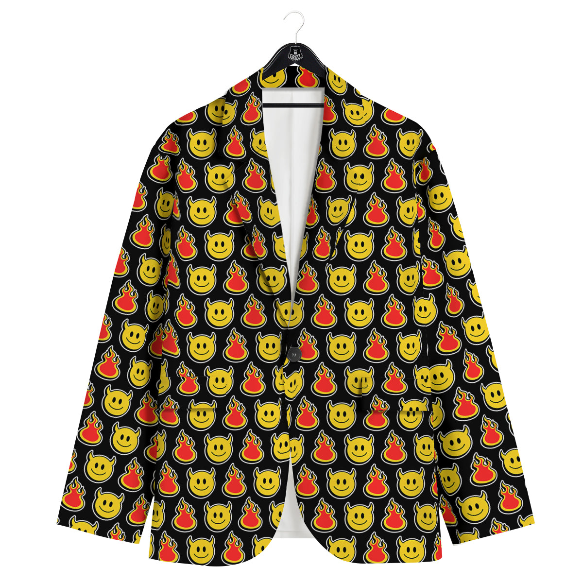 Emoji Fire And Devil Cute Print Pattern Men's Sport Coat-grizzshop