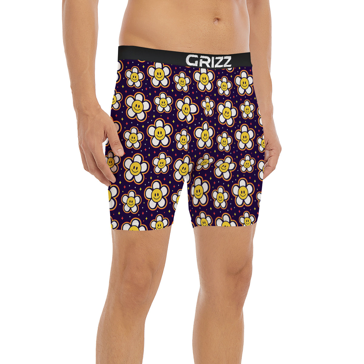 Emoji Flower Smile Print Pattern Boxer Briefs-grizzshop