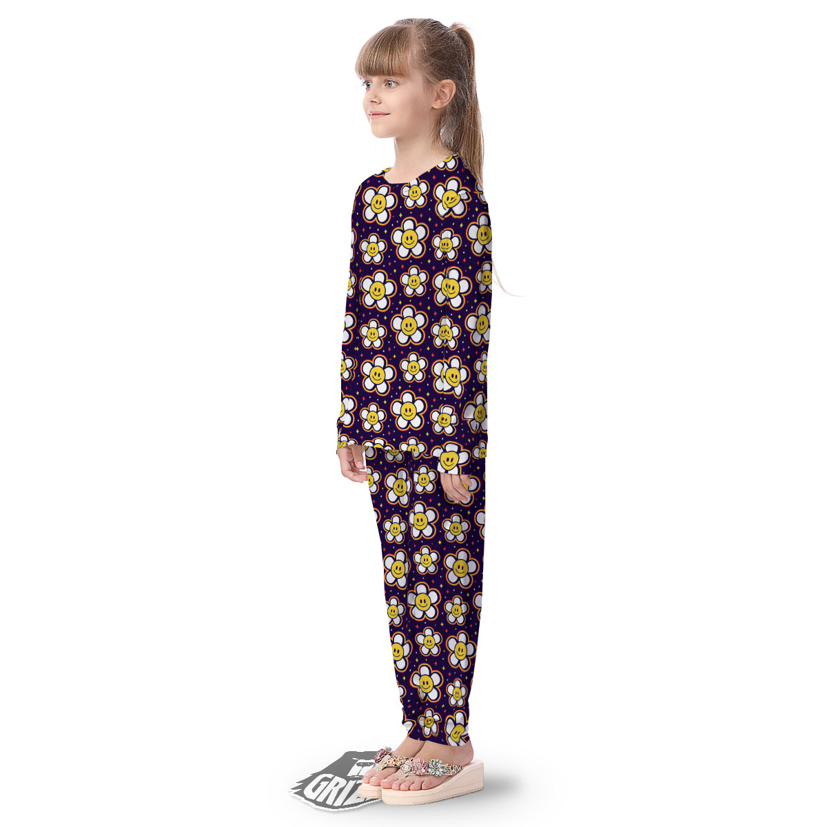 Emoji Flower Smile Print Pattern Kid's Pajamas-grizzshop
