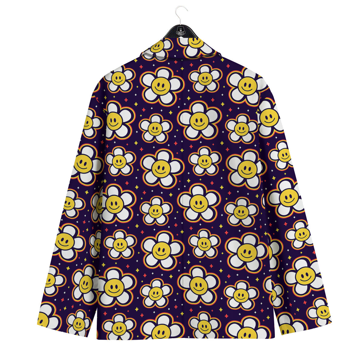 Emoji Flower Smile Print Pattern Men's Sport Coat-grizzshop