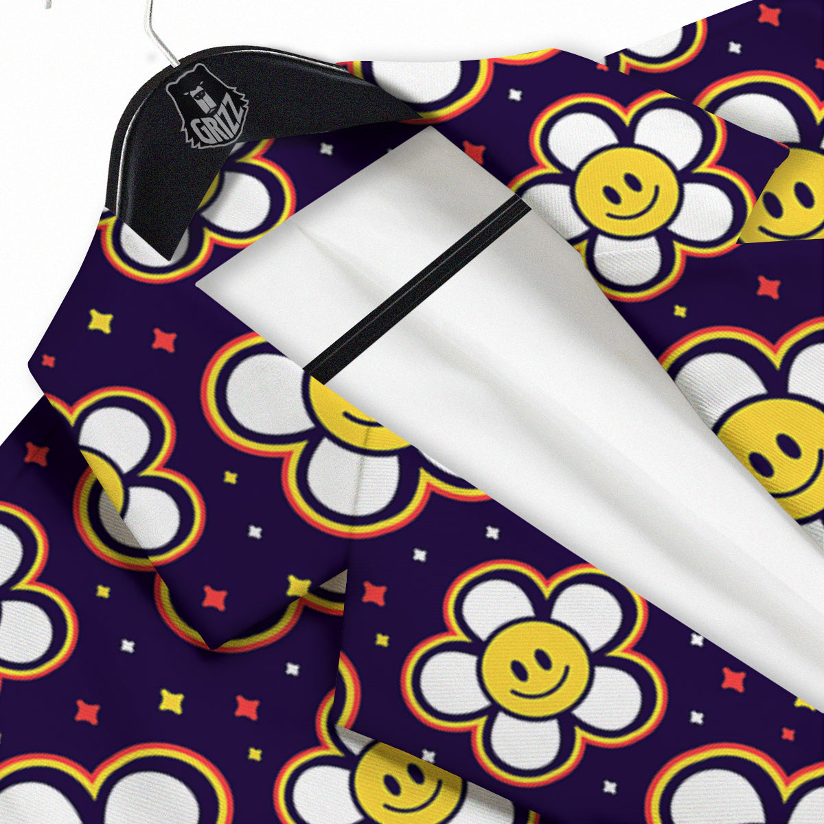 Emoji Flower Smile Print Pattern Men's Sport Coat-grizzshop