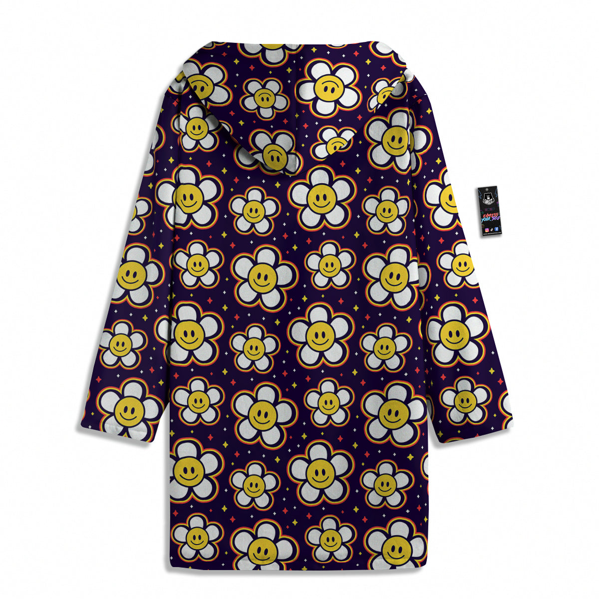 Emoji Flower Smile Print Pattern Men's Windbreaker Jacket-grizzshop