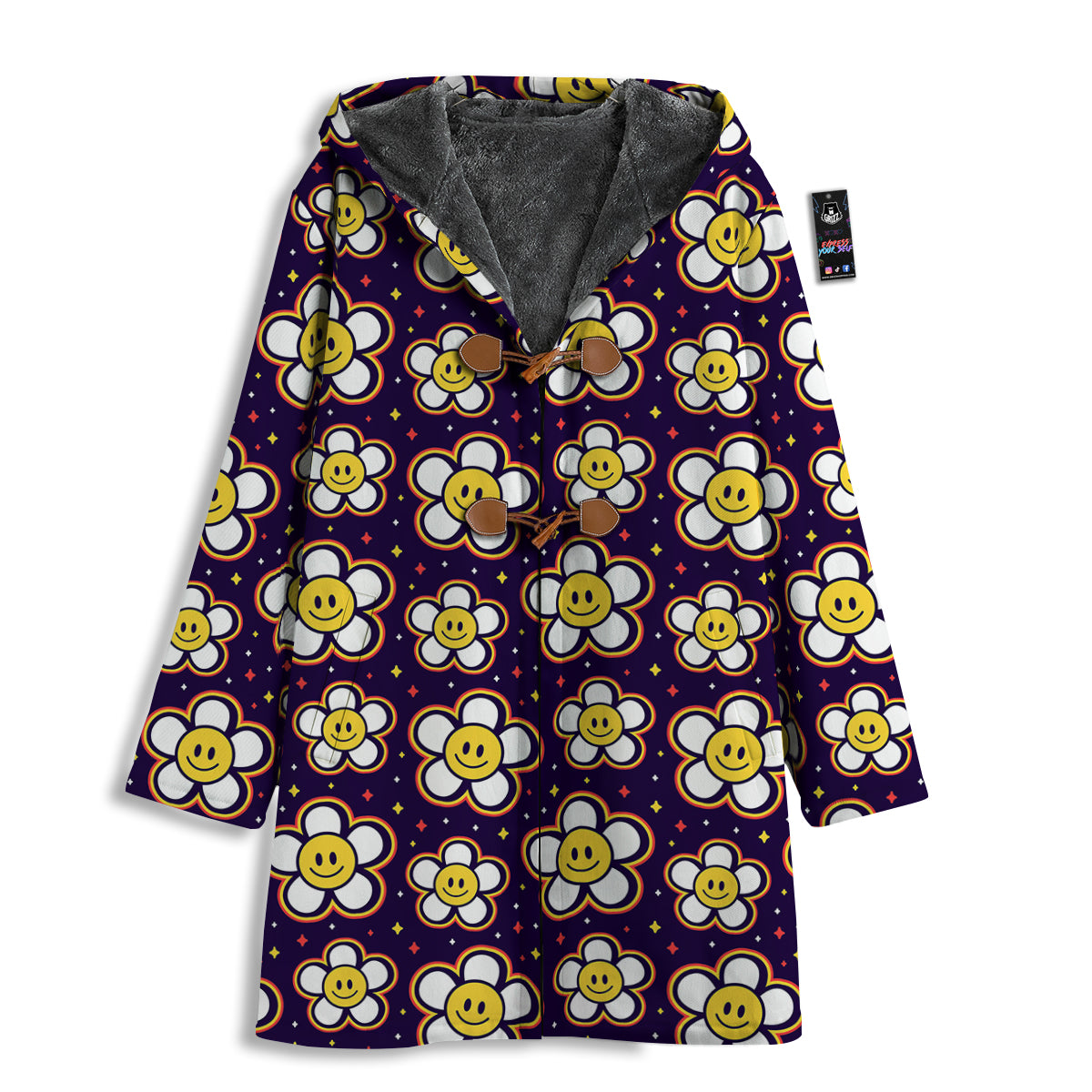 Emoji Flower Smile Print Pattern Men's Windbreaker Jacket-grizzshop