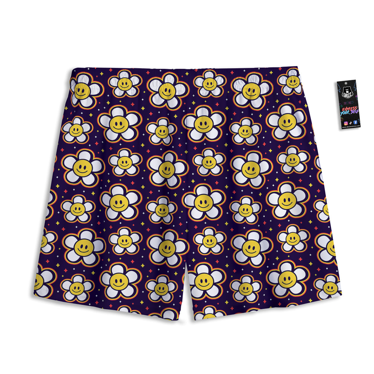 French Bulldog Wearing Glasses Print Mesh Shorts