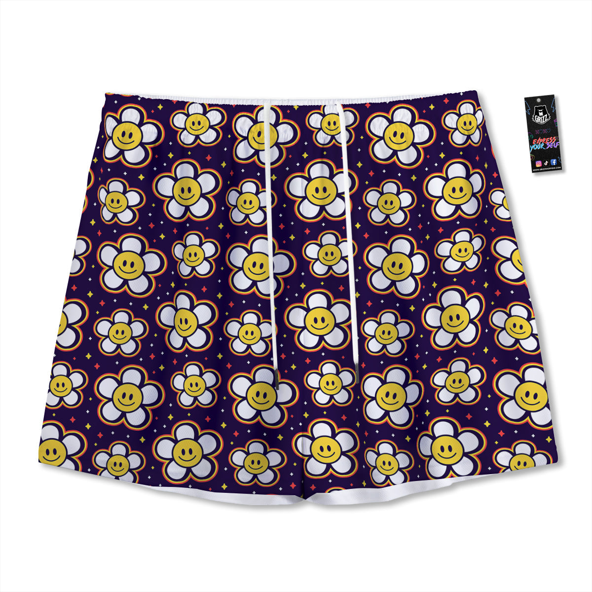 French Bulldog Wearing Glasses Print Mesh Shorts