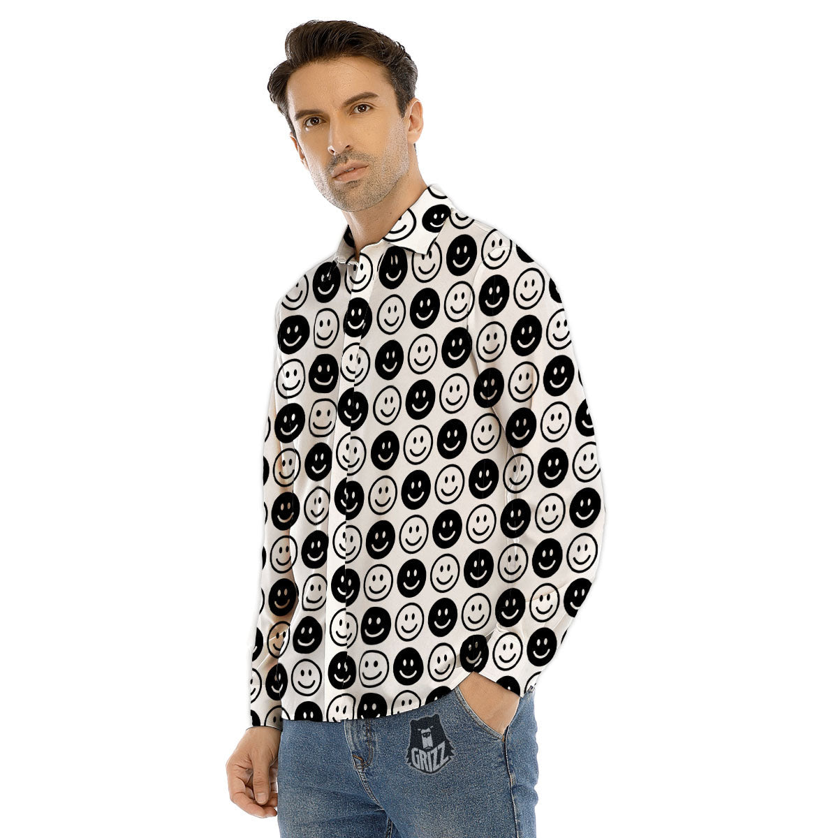 Emoji Funny Print Pattern Men's Dress Shirts-grizzshop