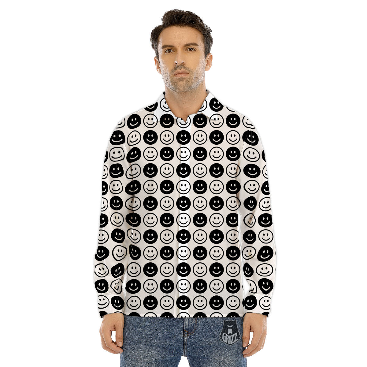 Emoji Funny Print Pattern Men's Dress Shirts-grizzshop