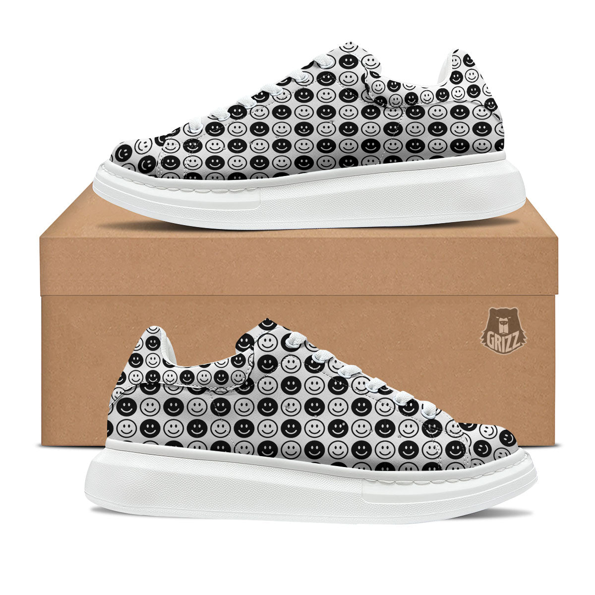 Emoji Funny Print Pattern Platform Shoes-grizzshop