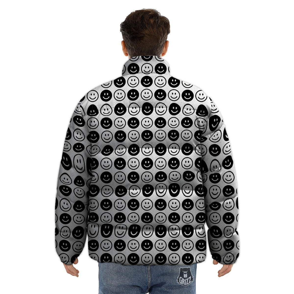Emoji Funny Print Pattern Puffer Jacket-grizzshop