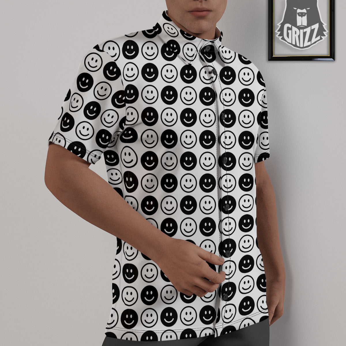 Emoji Funny Print Pattern Untucked Shirts-grizzshop