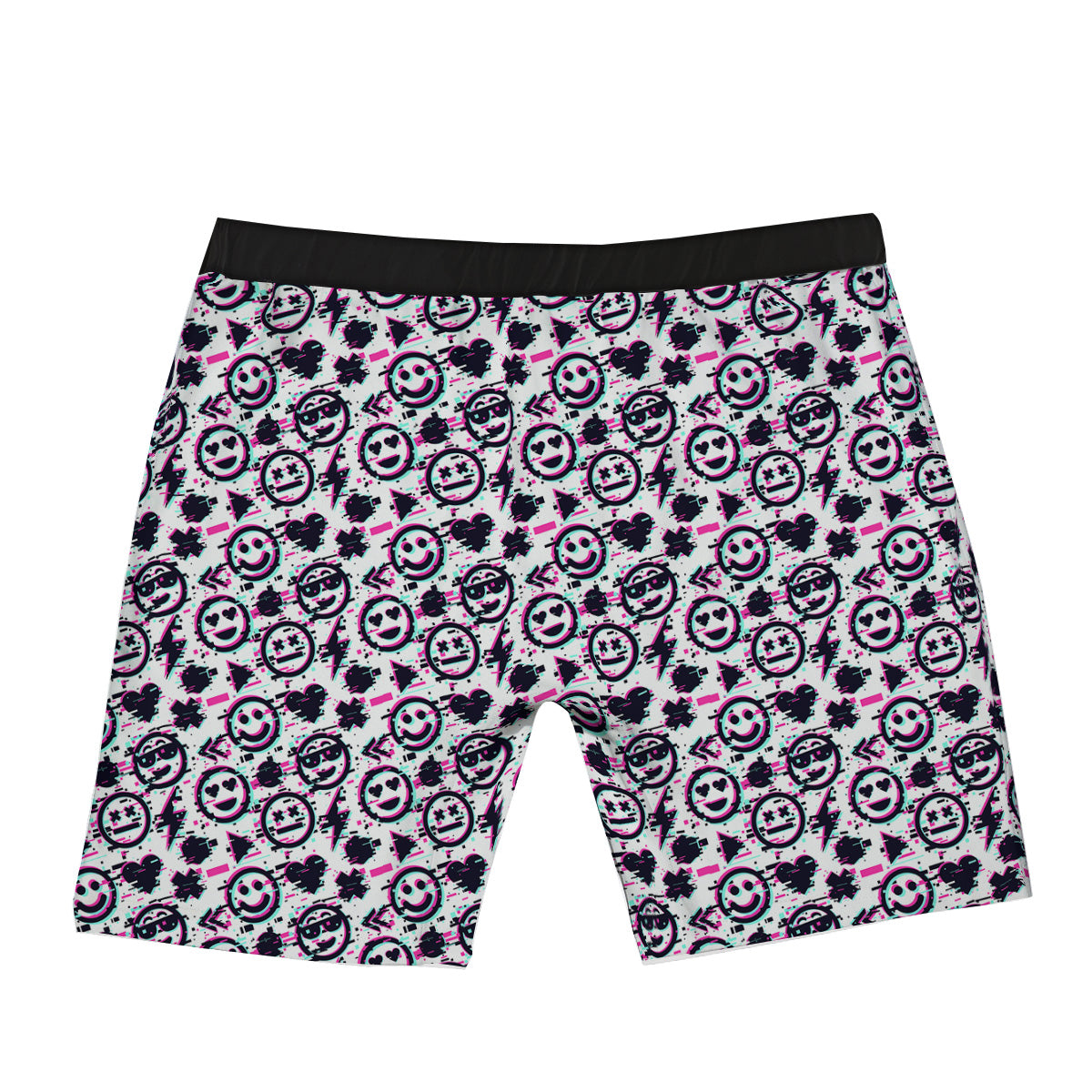 Emoji Glitch Neon Print Pattern Boxer Briefs-grizzshop
