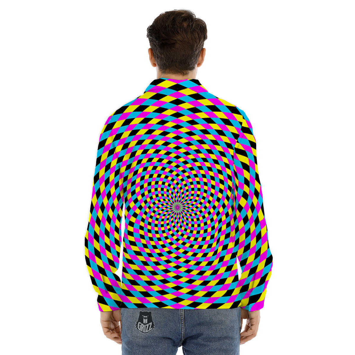 Emoji Glitch Neon Print Pattern Men's Dress Shirts-grizzshop