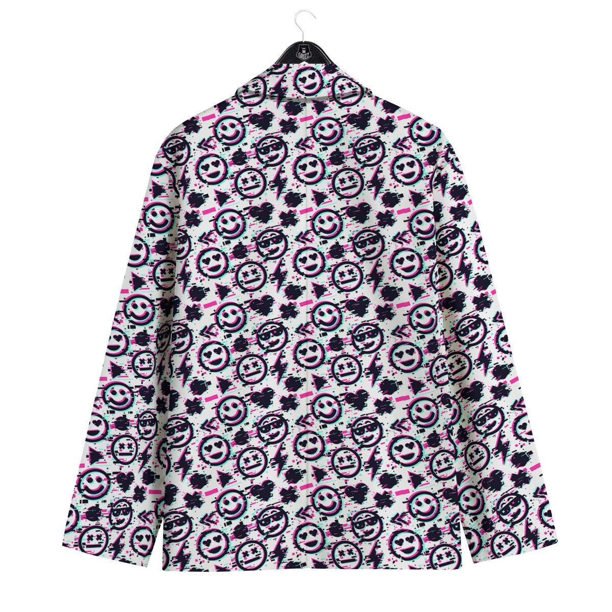 Emoji Glitch Neon Print Pattern Men's Sport Coat-grizzshop