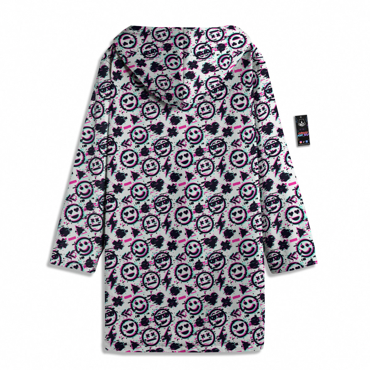 Emoji Glitch Neon Print Pattern Men's Windbreaker Jacket-grizzshop
