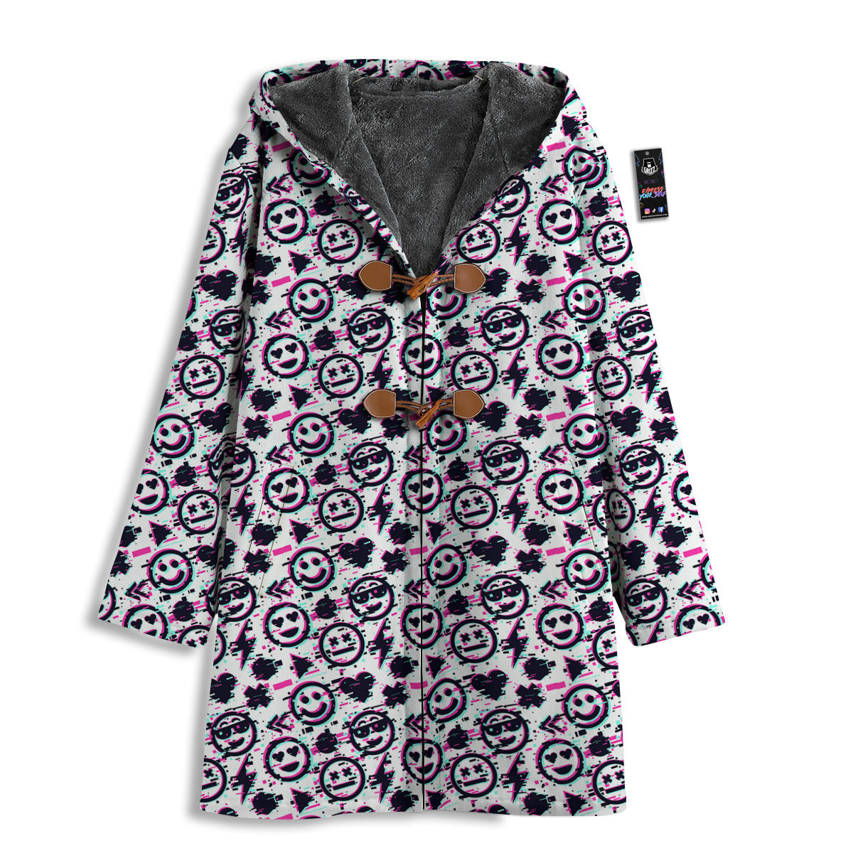 Emoji Glitch Neon Print Pattern Men's Windbreaker Jacket-grizzshop
