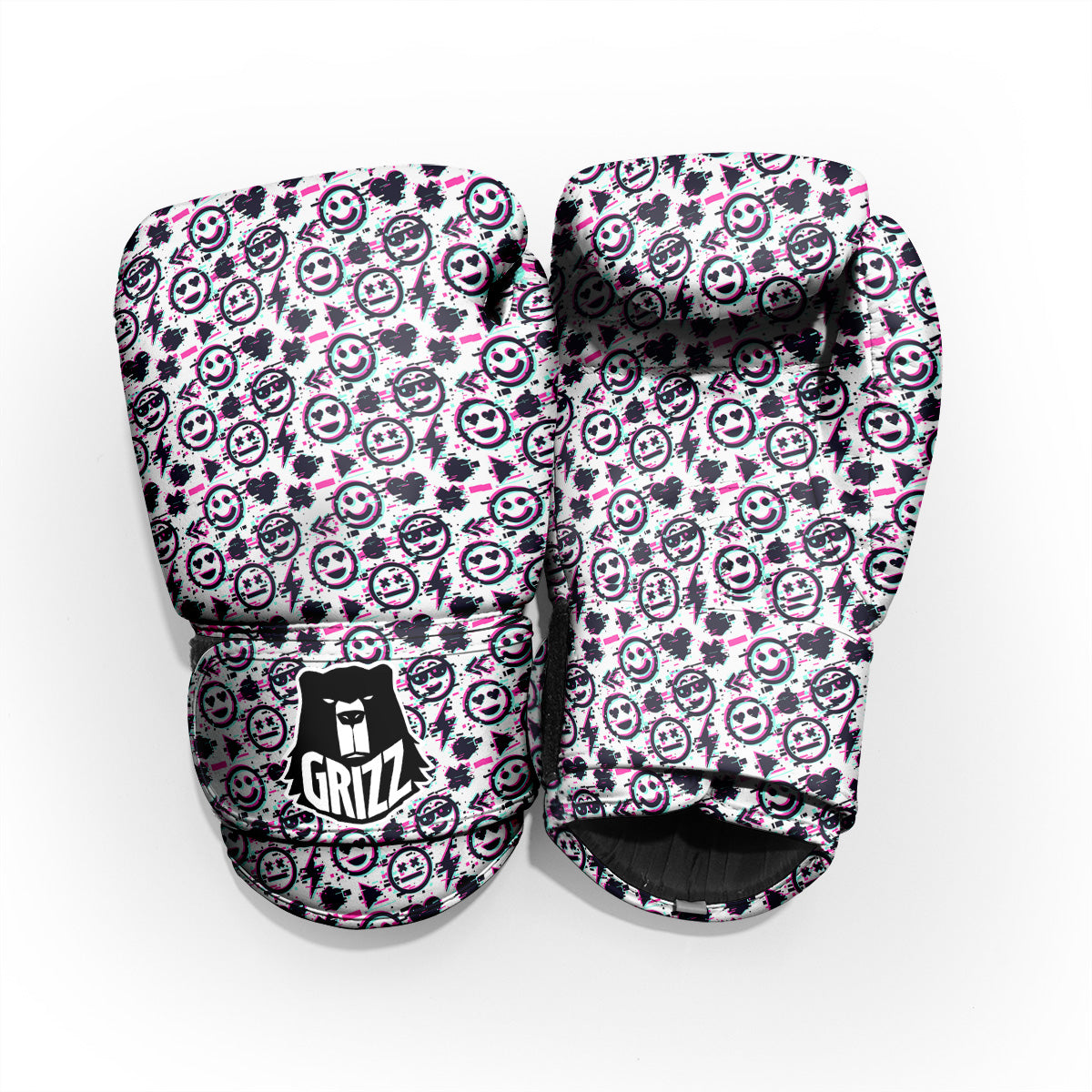 Emoji Glitch Neon Print Pattern Pro Boxing Glove