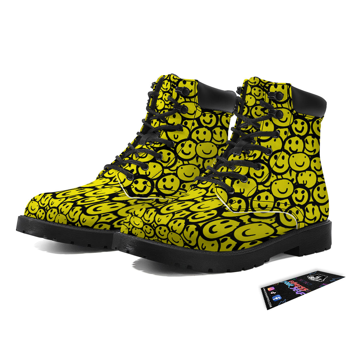 Emoji Graffiti Happy Print Pattern Boots-grizzshop