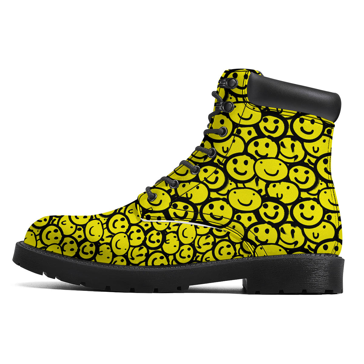 Emoji Graffiti Happy Print Pattern Boots-grizzshop