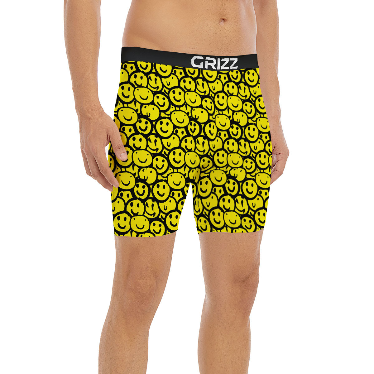 Emoji Graffiti Happy Print Pattern Boxer Briefs-grizzshop