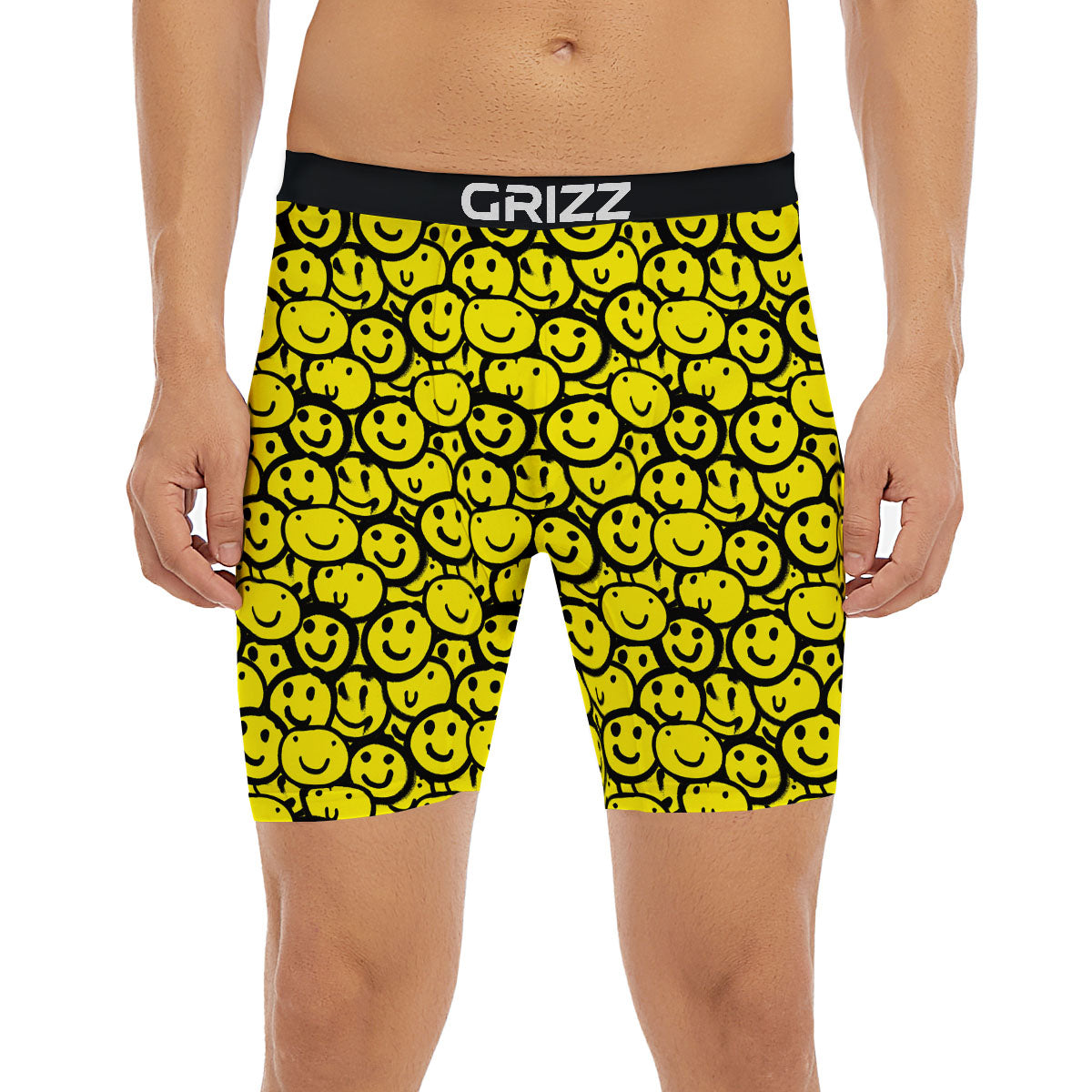 Emoji Graffiti Happy Print Pattern Boxer Briefs-grizzshop