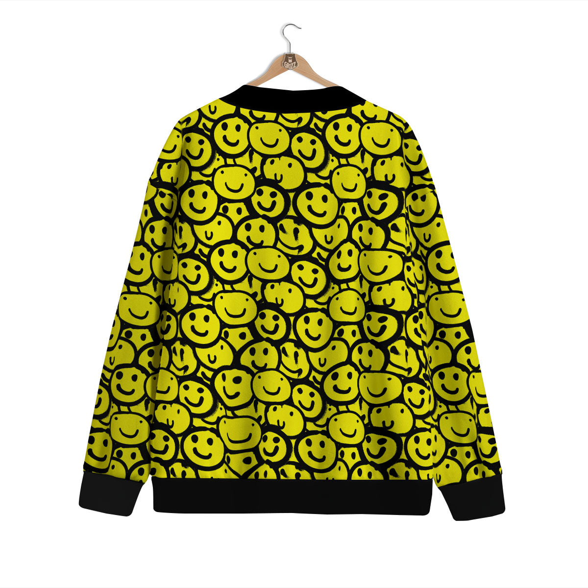 Emoji Graffiti Happy Print Pattern Cardigan-grizzshop