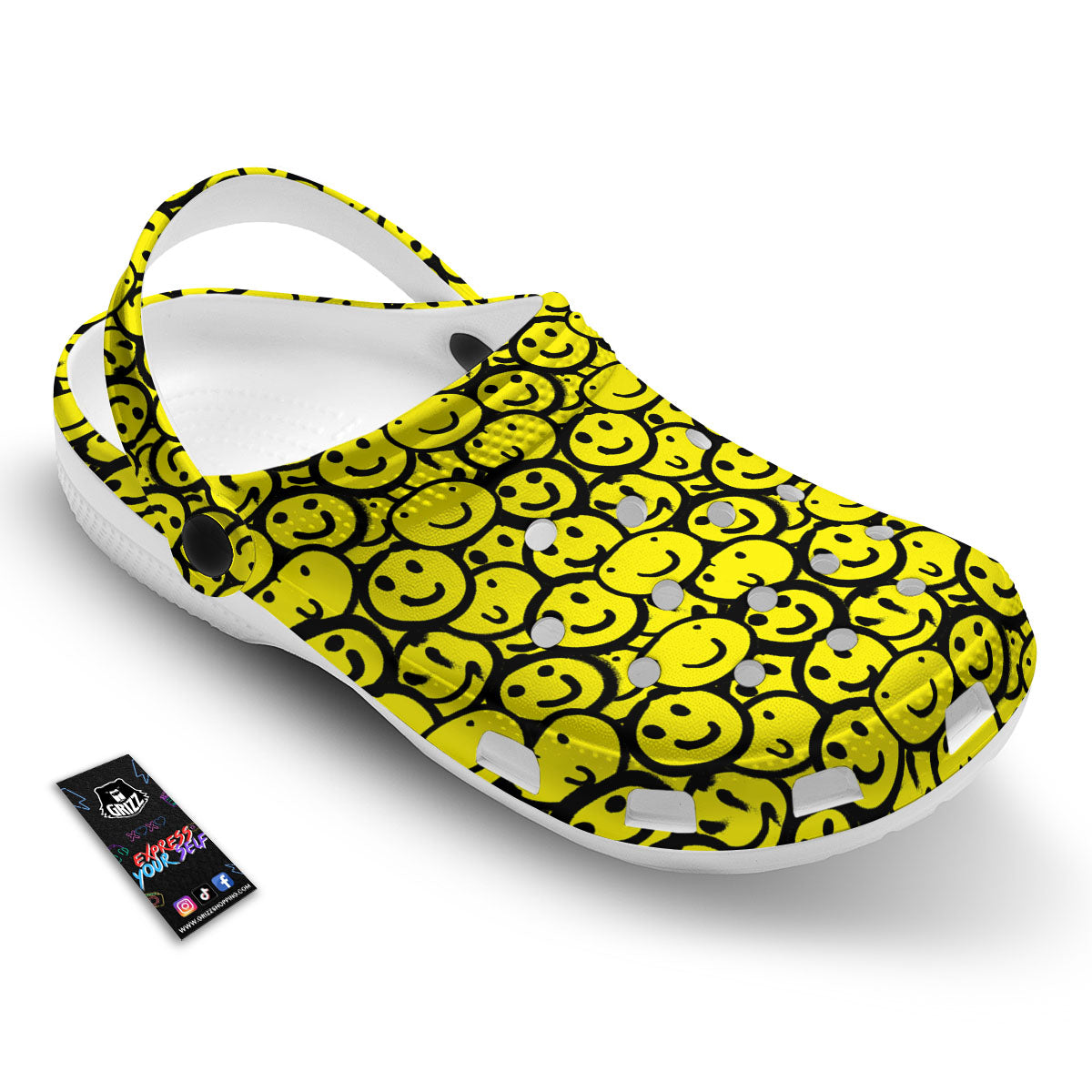 Emoji Graffiti Happy Print Pattern Clog-grizzshop