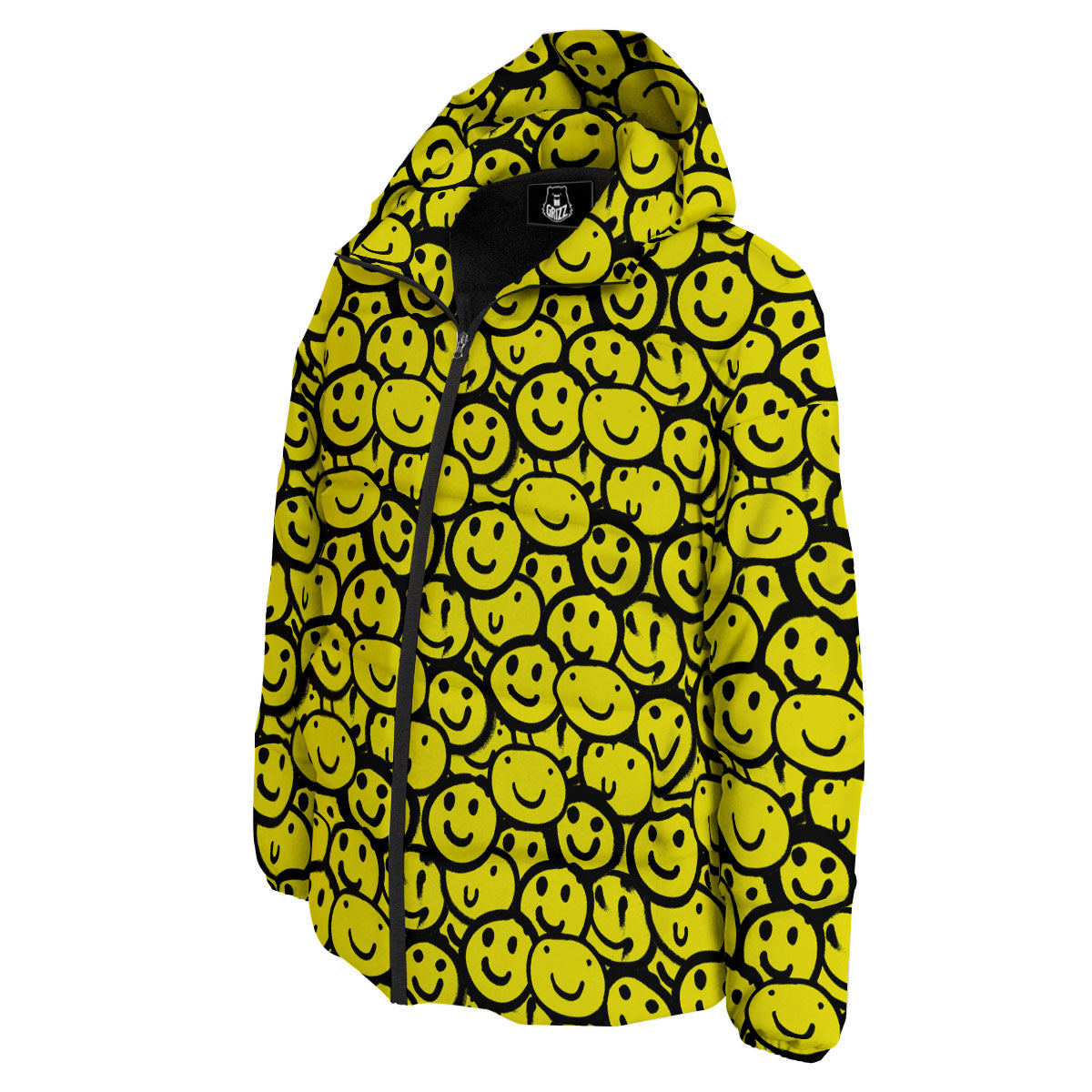 Emoji Graffiti Happy Print Pattern Down Jacket-grizzshop