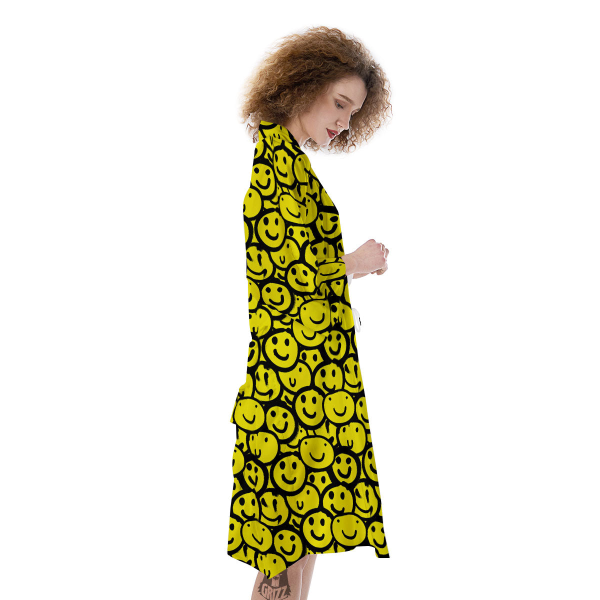 Emoji Graffiti Happy Print Pattern Kimono-grizzshop