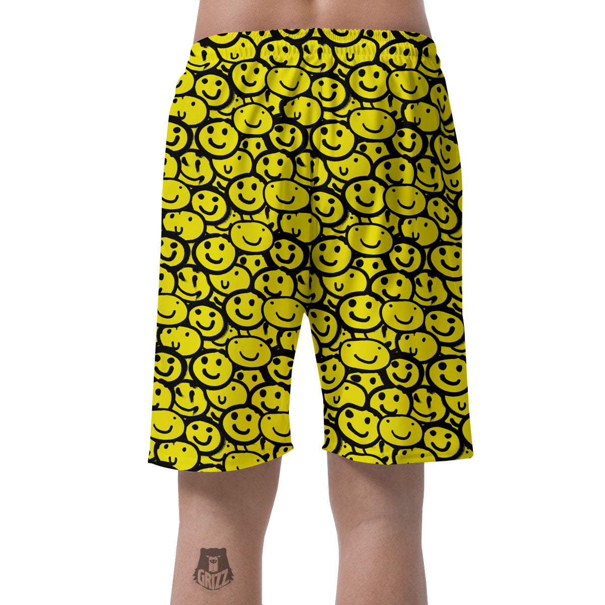 Emoji Graffiti Happy Print Pattern Men's Shorts-grizzshop