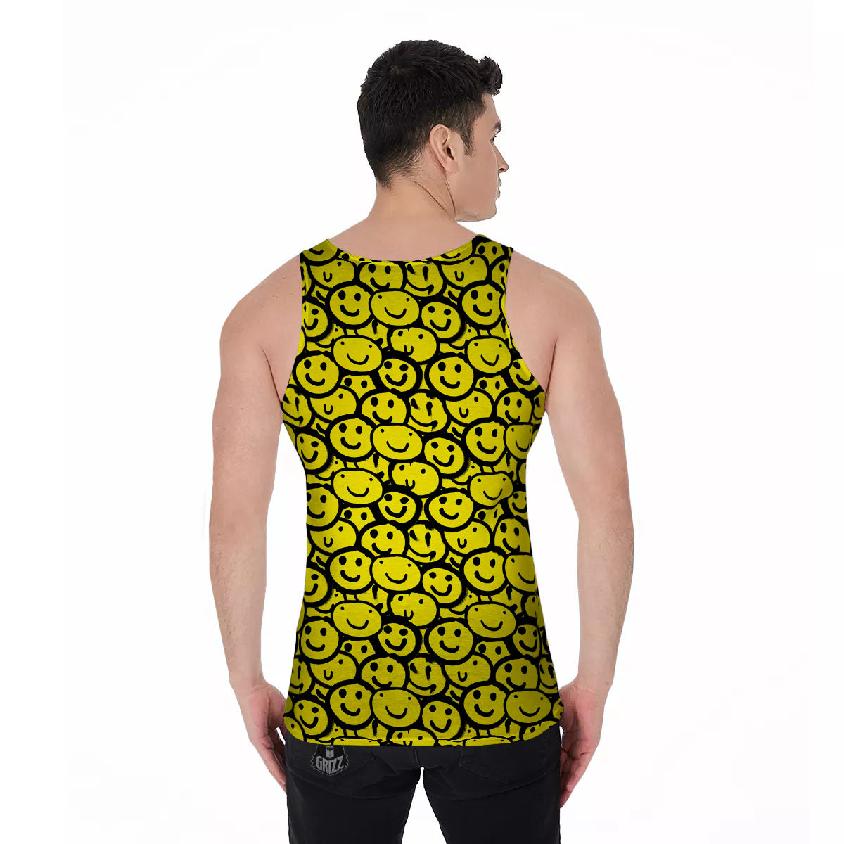 Emoji Graffiti Happy Print Pattern Men's Tank Top-grizzshop