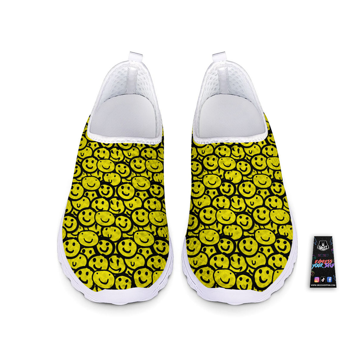 Emoji Graffiti Happy Print Pattern Nurse Shoes-grizzshop