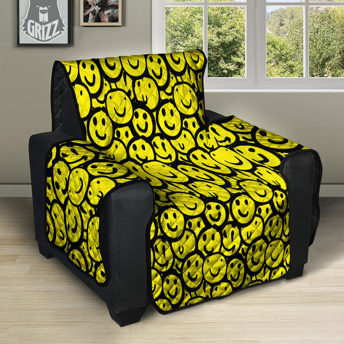 Emoji Graffiti Happy Print Pattern Recliner Protector-grizzshop