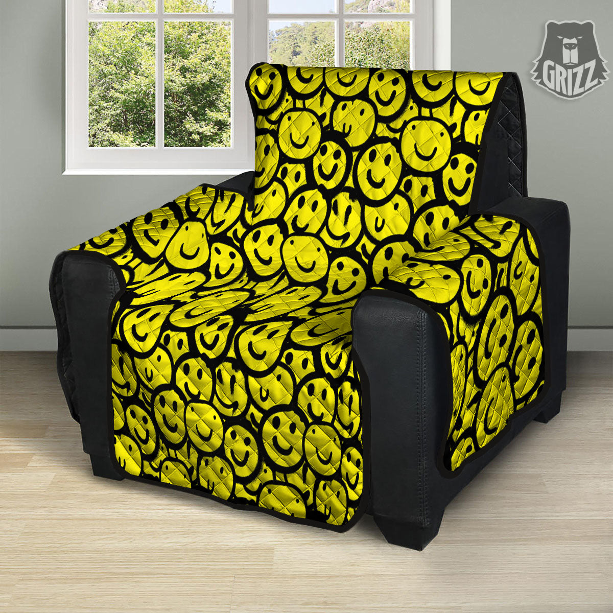 Emoji Graffiti Happy Print Pattern Recliner Protector-grizzshop