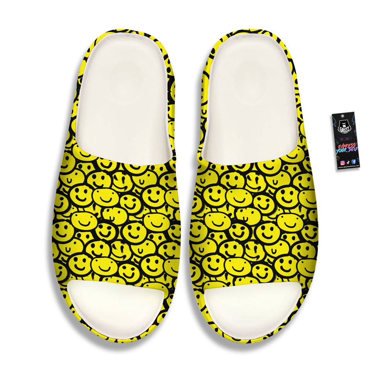 Emoji Graffiti Happy Print Pattern Sandals-grizzshop