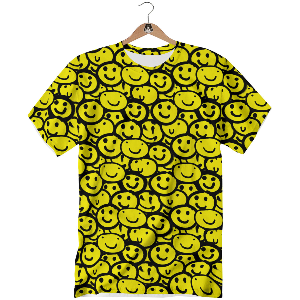 Emoji Graffiti Happy Print Pattern T-Shirt-grizzshop