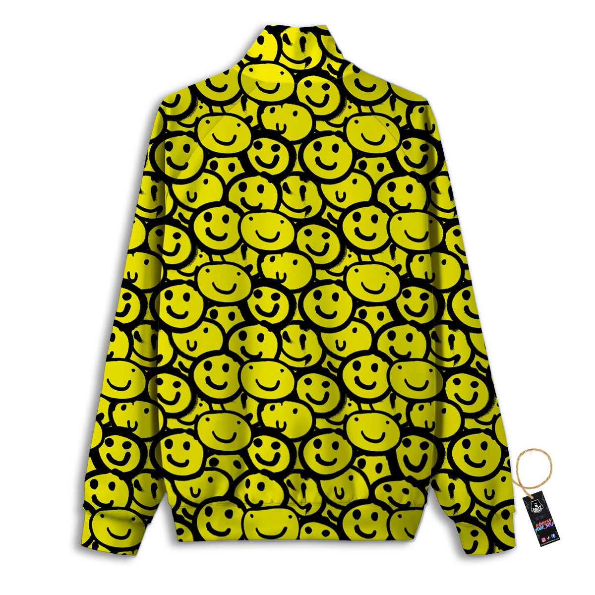 Emoji Graffiti Happy Print Pattern Track Jacket-grizzshop