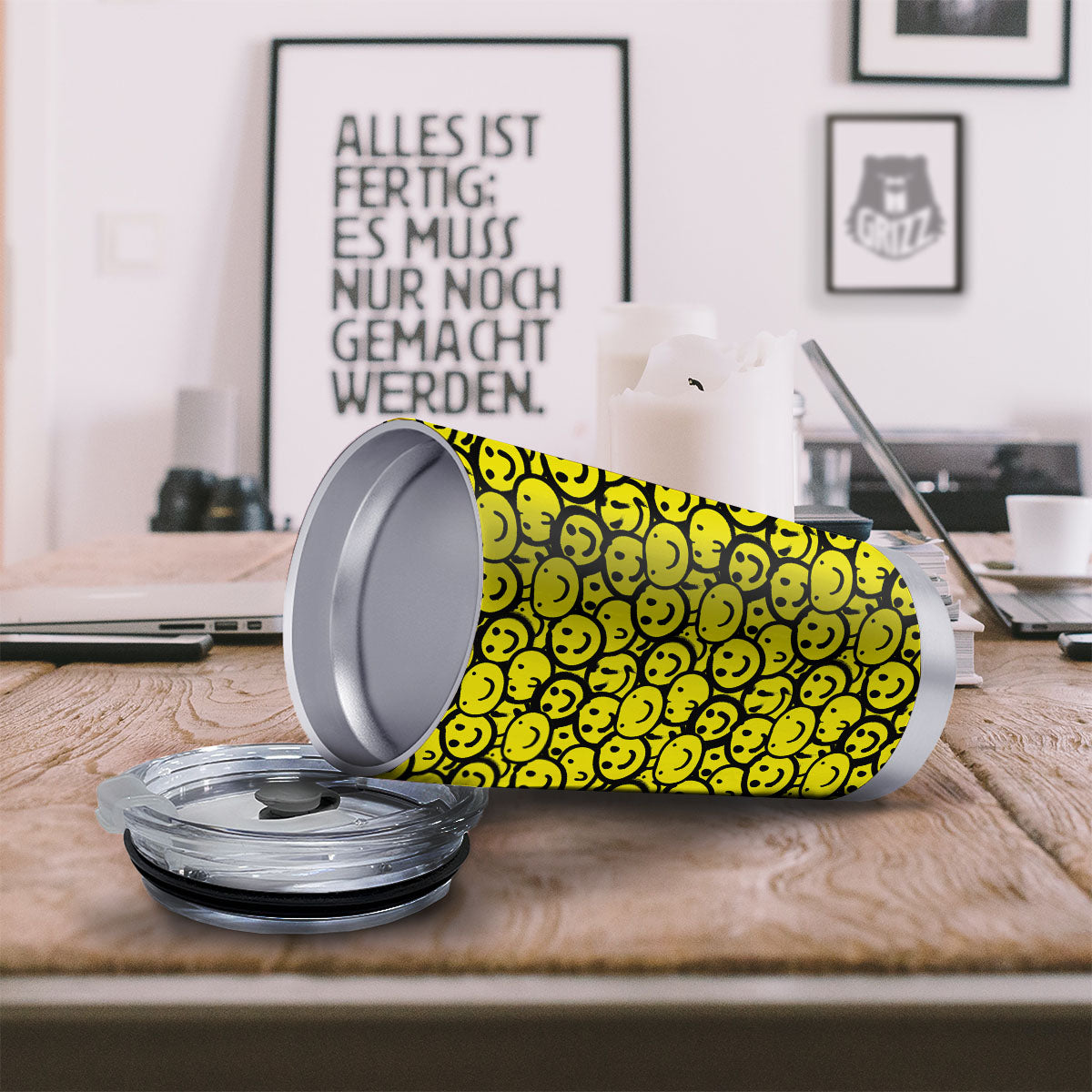 Emoji Graffiti Happy Print Pattern Tumbler-grizzshop