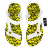 Emoji Graffiti Happy Print Pattern White Open Toe Sandals-grizzshop