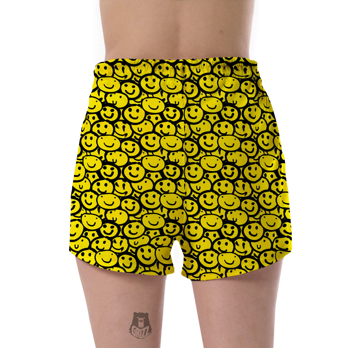 Emoji Graffiti Happy Print Pattern Women's Shorts-grizzshop