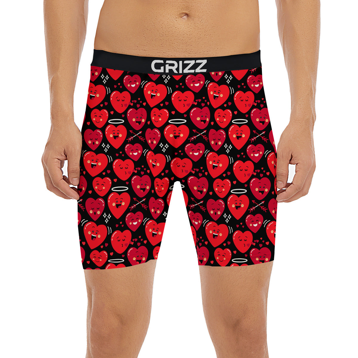 Emoji Hearts Print Pattern Boxer Briefs-grizzshop