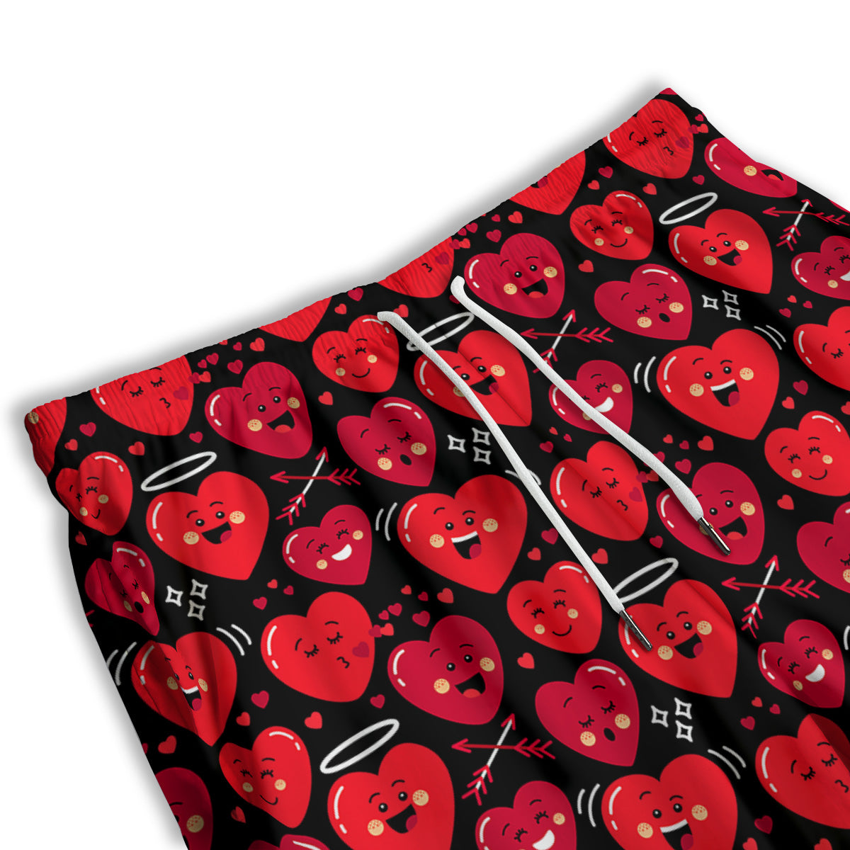 Emoji Hearts Print Pattern Men's Athletic Shorts