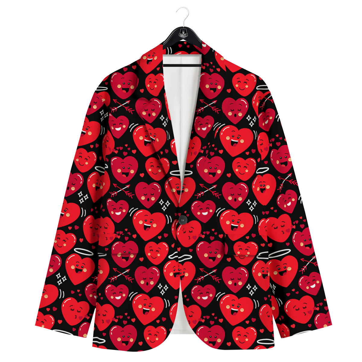 Emoji Hearts Print Pattern Men's Sport Coat-grizzshop