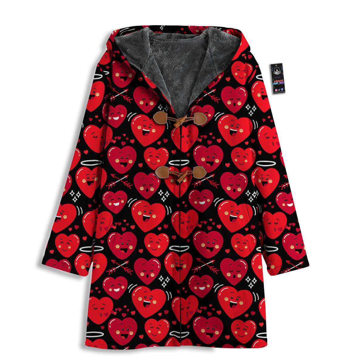 Emoji Hearts Print Pattern Men's Windbreaker Jacket-grizzshop