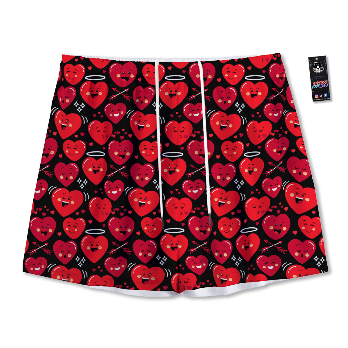 Hamsa Gold Print Pattern Mesh Shorts