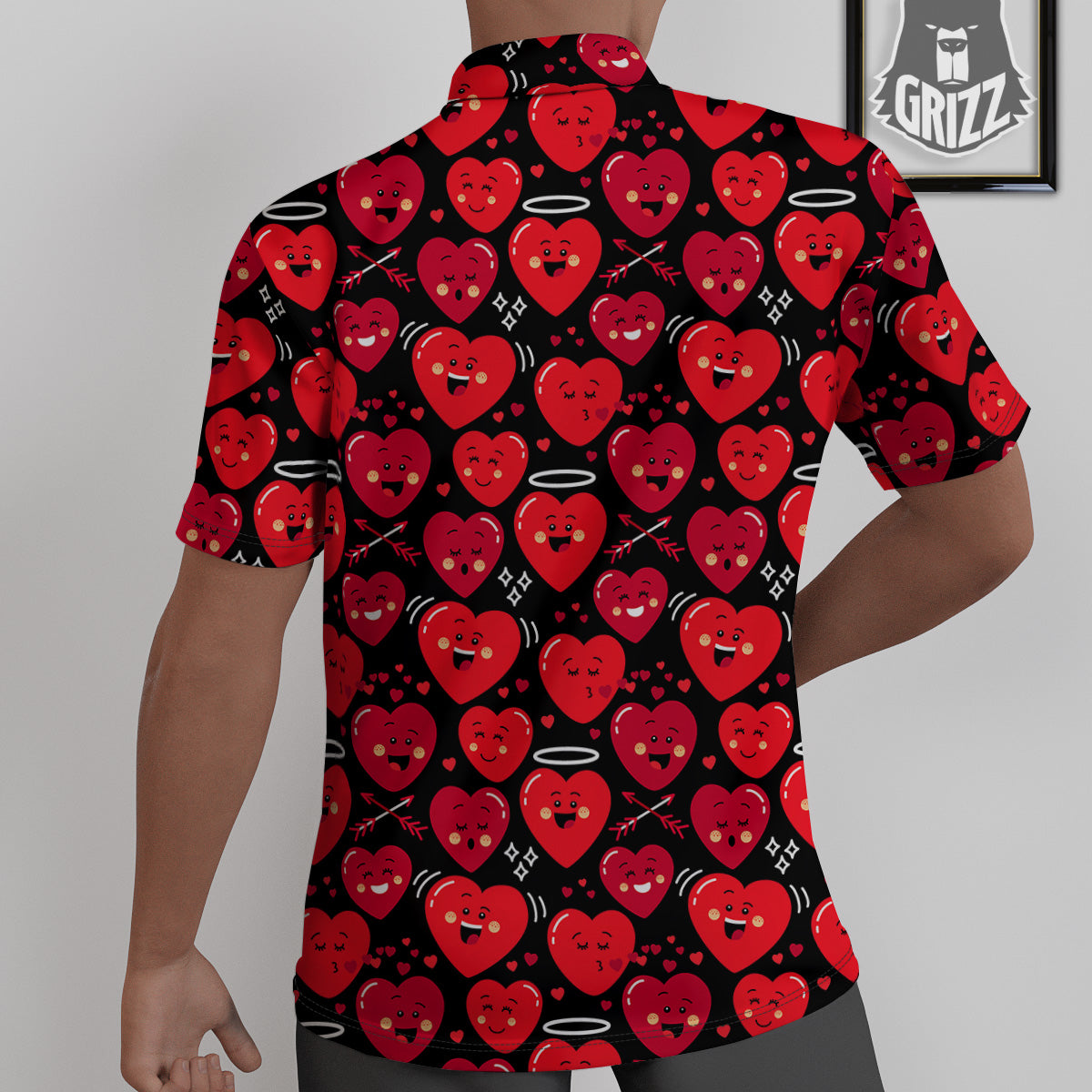 Emoji Hearts Print Pattern Untucked Shirts-grizzshop