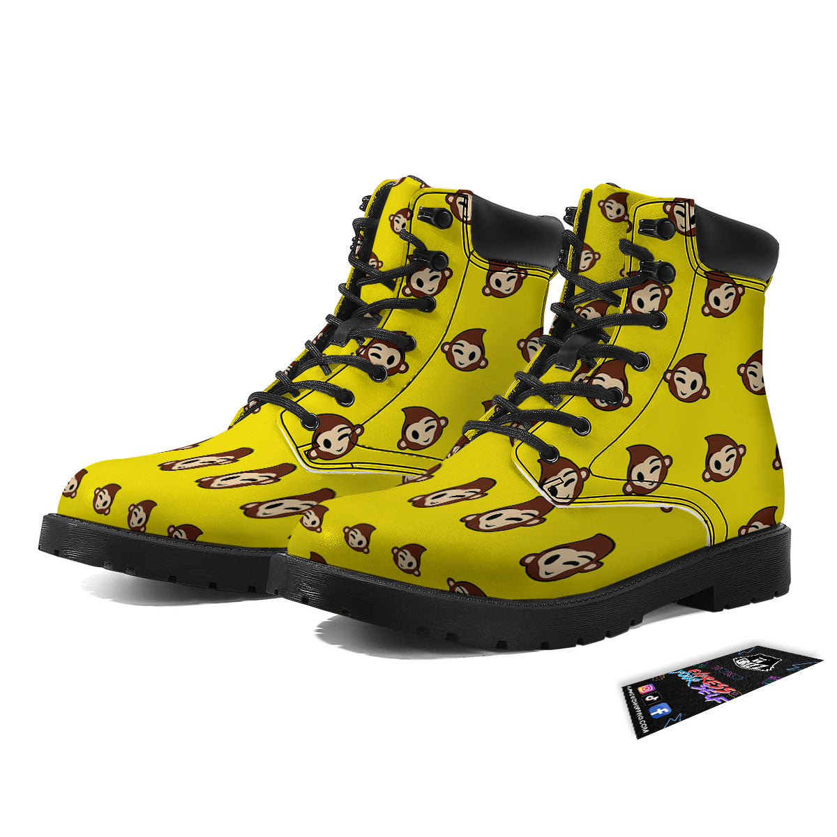 Emoji Monkey Print Pattern Boots-grizzshop