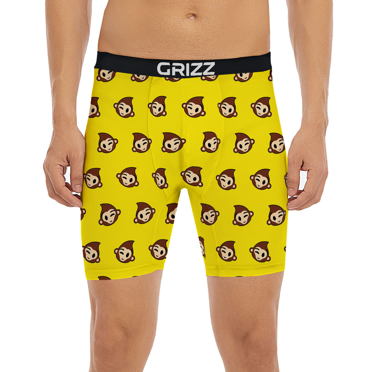 Emoji Monkey Print Pattern Boxer Briefs-grizzshop